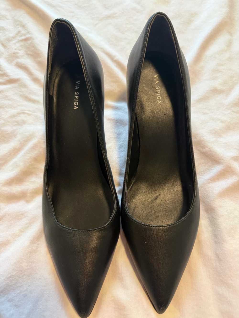 Via Spiga Black Pointed-Toe Leather Pumps